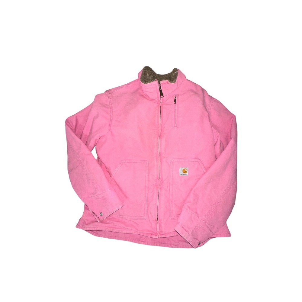 VTG RARE Carhartt Jacket Sherpa Lined Women's Size Medium WJ022 PKR Pink Rose